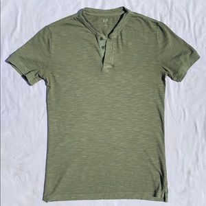 Green, Short Sleeve, Henley, Tee, Lived-In, by GAP